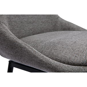 Tabourets de bar pivotants 360° en tissu effet velours texturé gris et métal H66 cm (lot de 2) ALESS