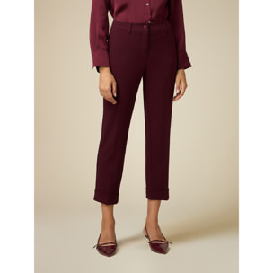 Oltre - Pantaloni in tessuto scuba crêpe - Bordeaux