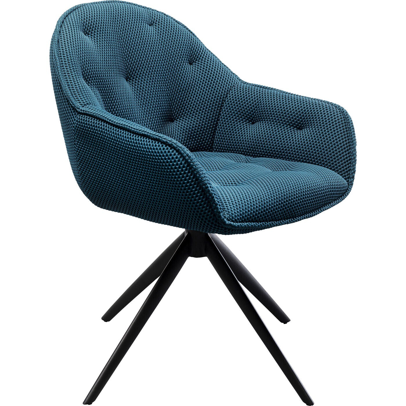 Chaise avec accoudoirs pivotante Carlito Mesh bleue Kare Design