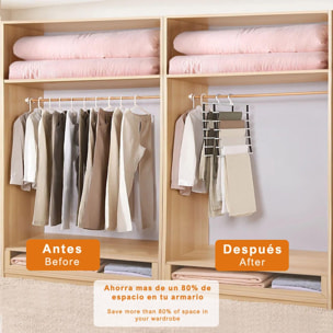 Percha organizadora para ropa y accesorios de 8 barras