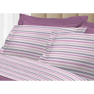 Completo Lenzuola 100% Cotone Linea 3027 Riga Rosa