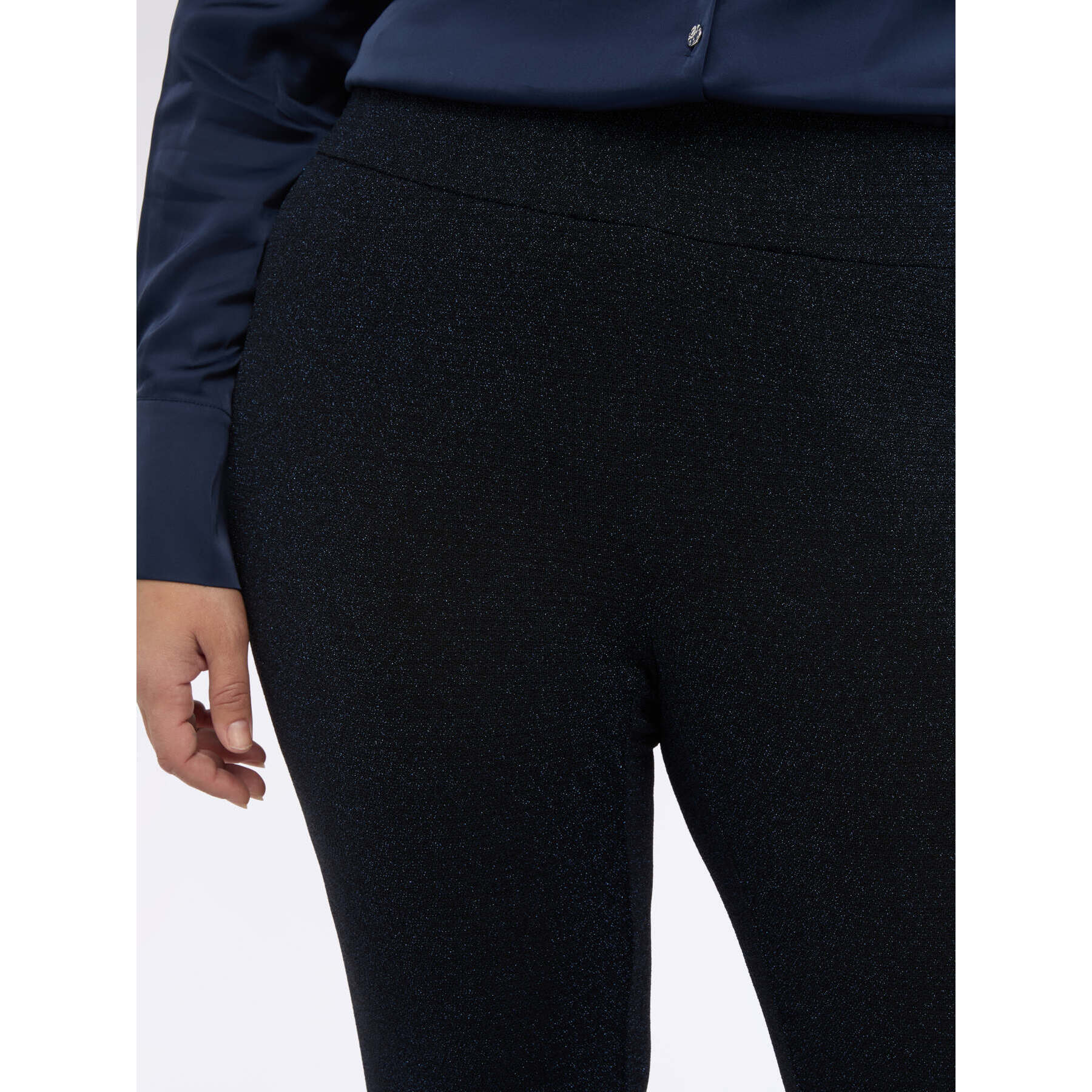 Fiorella Rubino - Pantaloni Flare scuba lurex - Blu