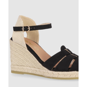 Sandalias de Tejido - Negro - Tacón: 8 cm