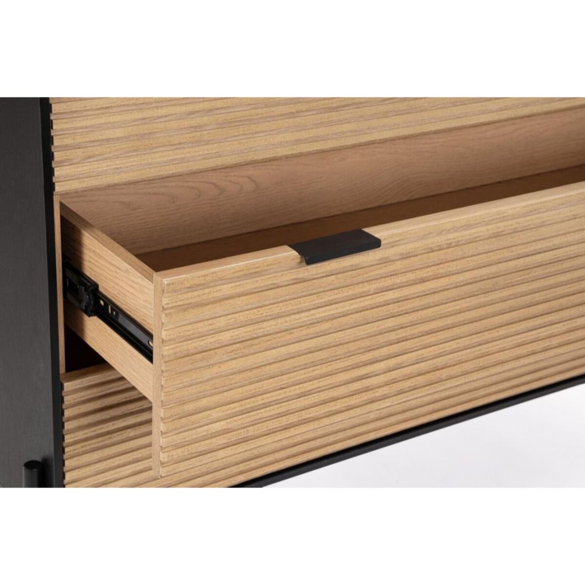 Cassettiera ALLYCIA in legno di frassino nero e naturale, 104x40x81,5 cm