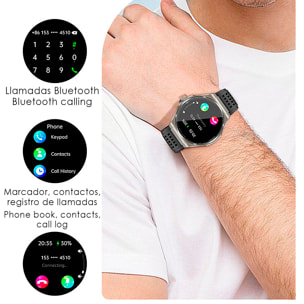 Smartwatch JA03. Llamadas Bluetooth con funciones avanzadas de salud: ECG, lípidos, glucosa, oxígeno en sangre, tensión arterial, composición sanguínea y composición corporal.