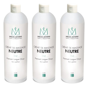 3 x Crème de Massage Neutre Premium Longue Glisse - 1L