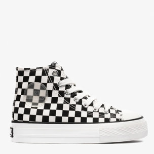 Black White Hi-Top Sneakers Canvas