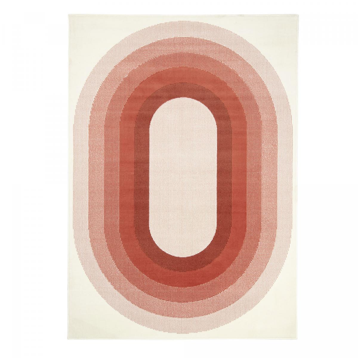 Tapis motif géométrique ovale dégradé, style rétro 70's
