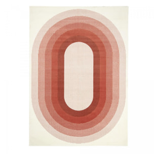 Tapis motif géométrique ovale dégradé, style rétro 70's