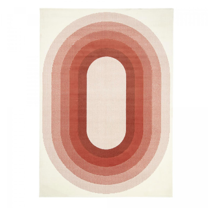 Tapis motif géométrique ovale dégradé, style rétro 70's