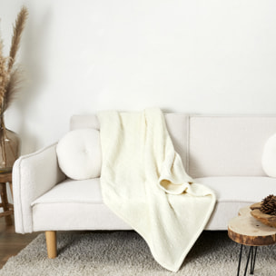 Plaid - HOME DECO FACTORY - Torsade - Effet Sherpa - Beige