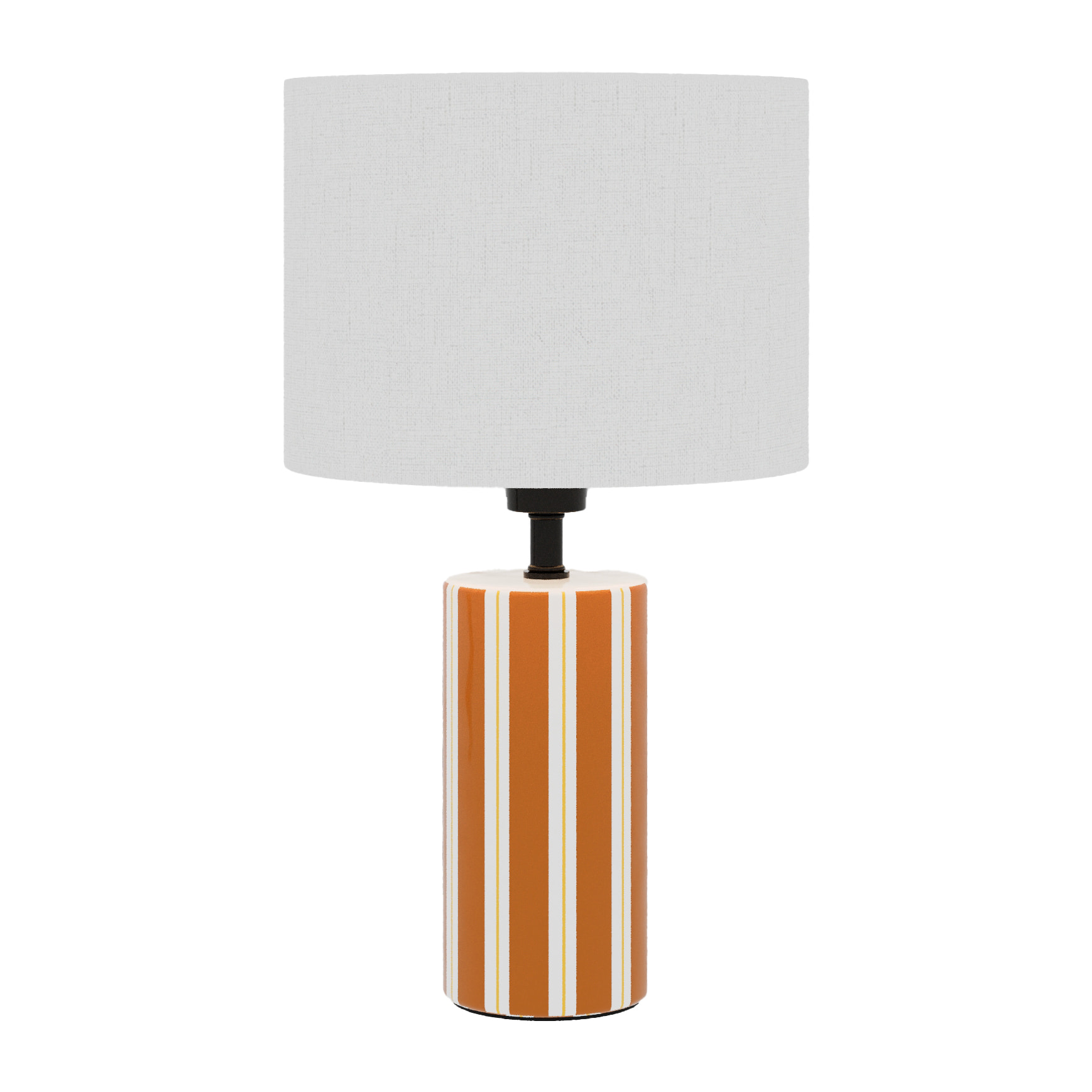 Lampe à Poser Hopper - Céramique Orange & Abat-jour Lin