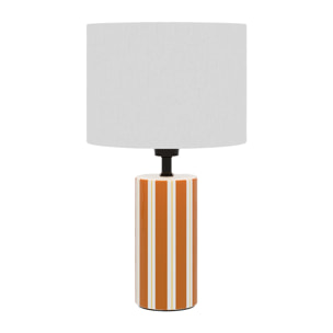 Lampe à Poser Hopper - Céramique Orange & Abat-jour Lin