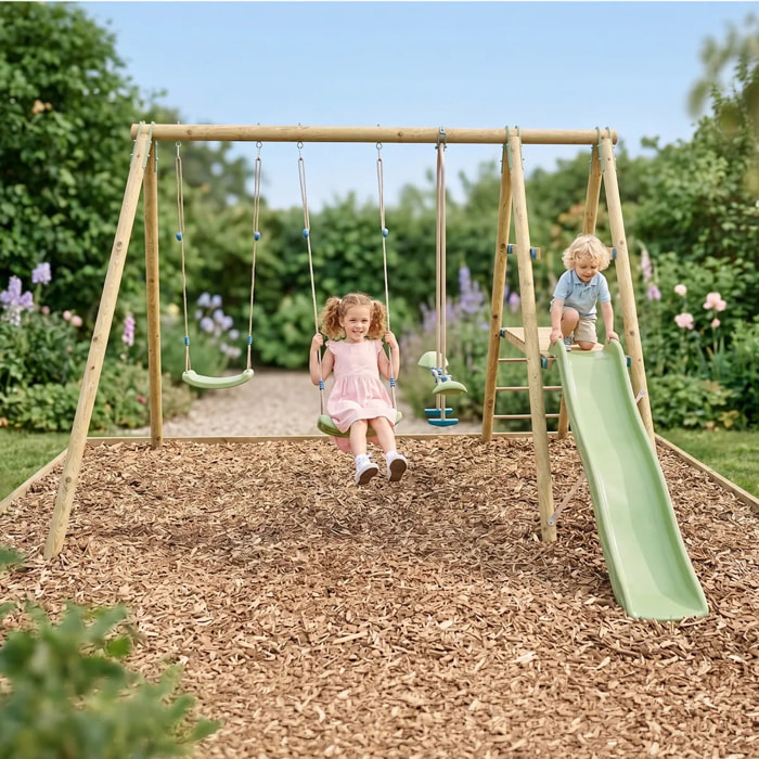 Balançoire en bois 2,30 m Topwood TUTTI 2 - 6 enfants