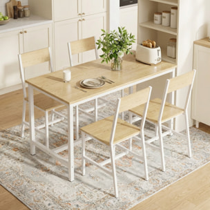 Pack de 2 Sillas de Comedor, Sillas de Cocina Modernas, con Respaldo Inclinado, Marco Metálico, para Salón, Sala de Estar, Natural