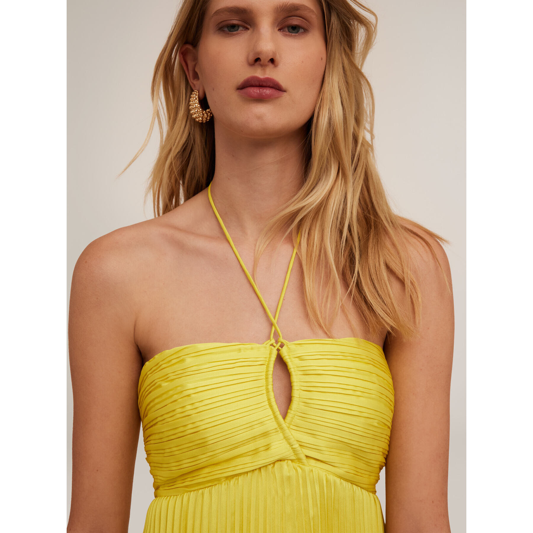 Motivi - Top in raso plissé - Giallo