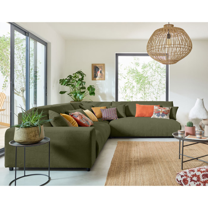 Garance - module d'assise 2 places sans accoudoirs - en velours côtelé - Vert