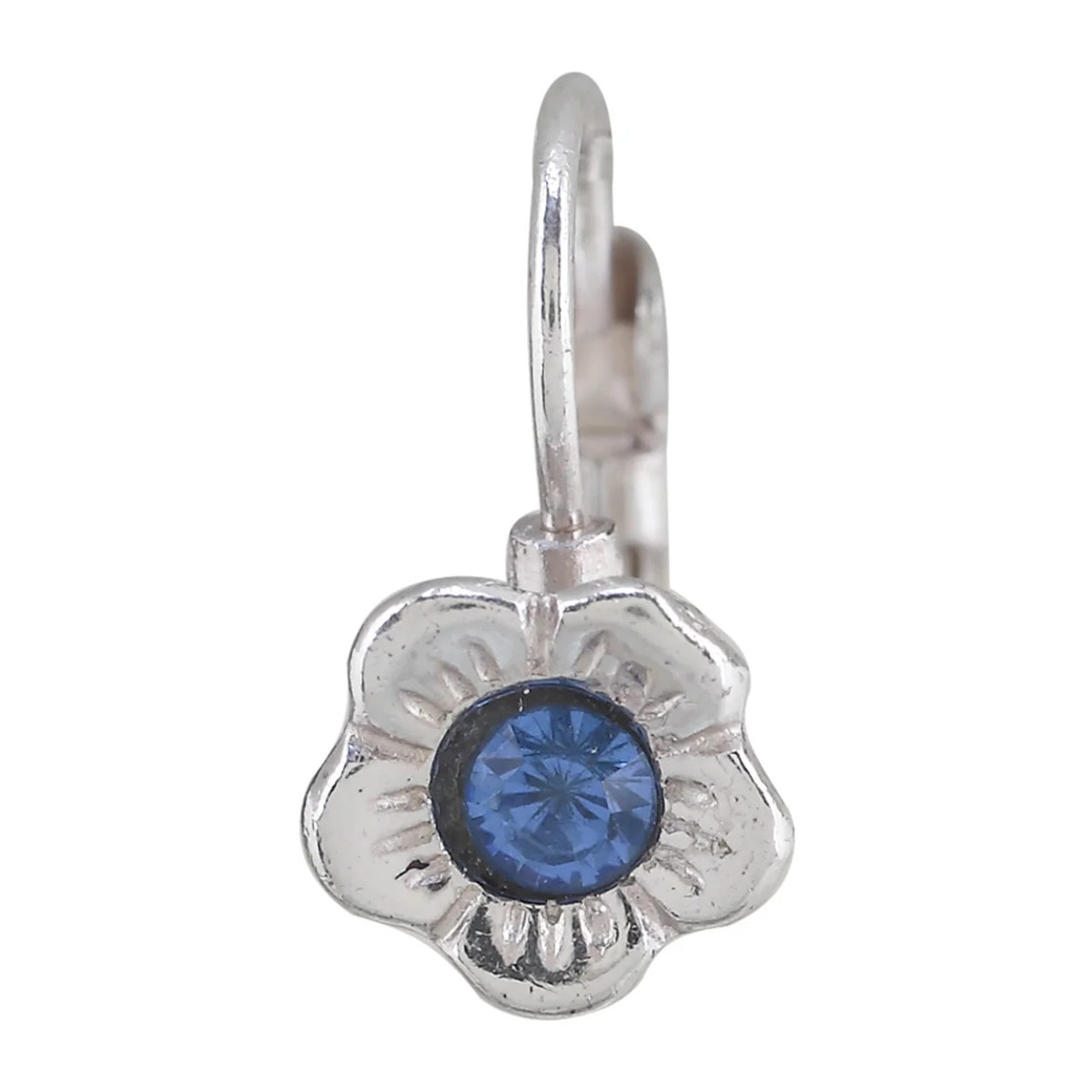Pendiente plata dormilona cristal Swarovski Flor1azul