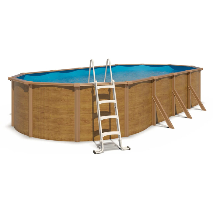 Piscine hors sol acier ovale 7,30 x 3,65 x 1,20 m aspect bois CANYON