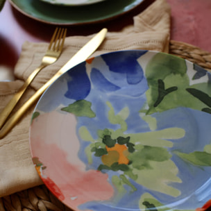 Lot de 6 assiettes plates en porcelaine floral 26cm FLORALUX