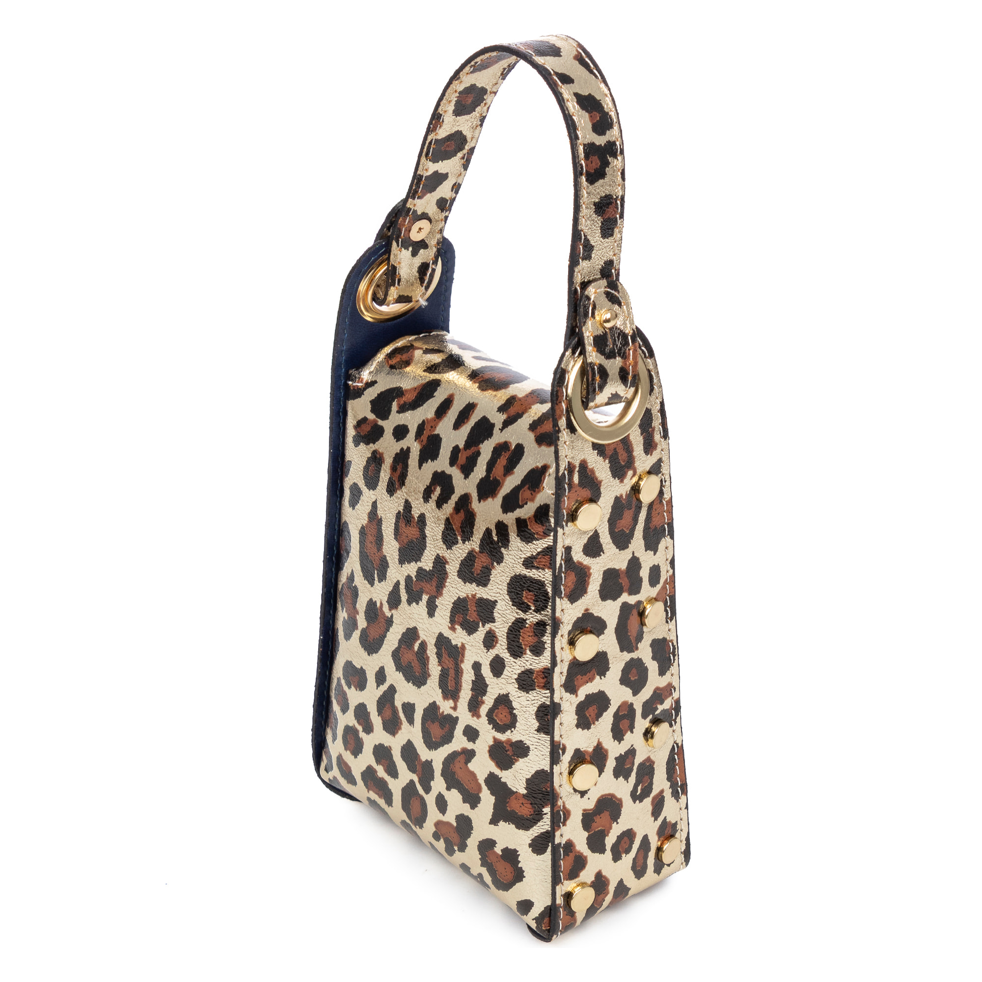 Alviano bolso de mano mujer. Piel auténtica Gamuza con estampado animal print leopardo lacada brillante.
