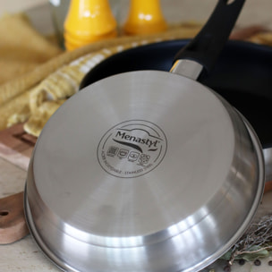 Poêle antiadhésive en acier inoxydable 24cm - tous feux FIRST