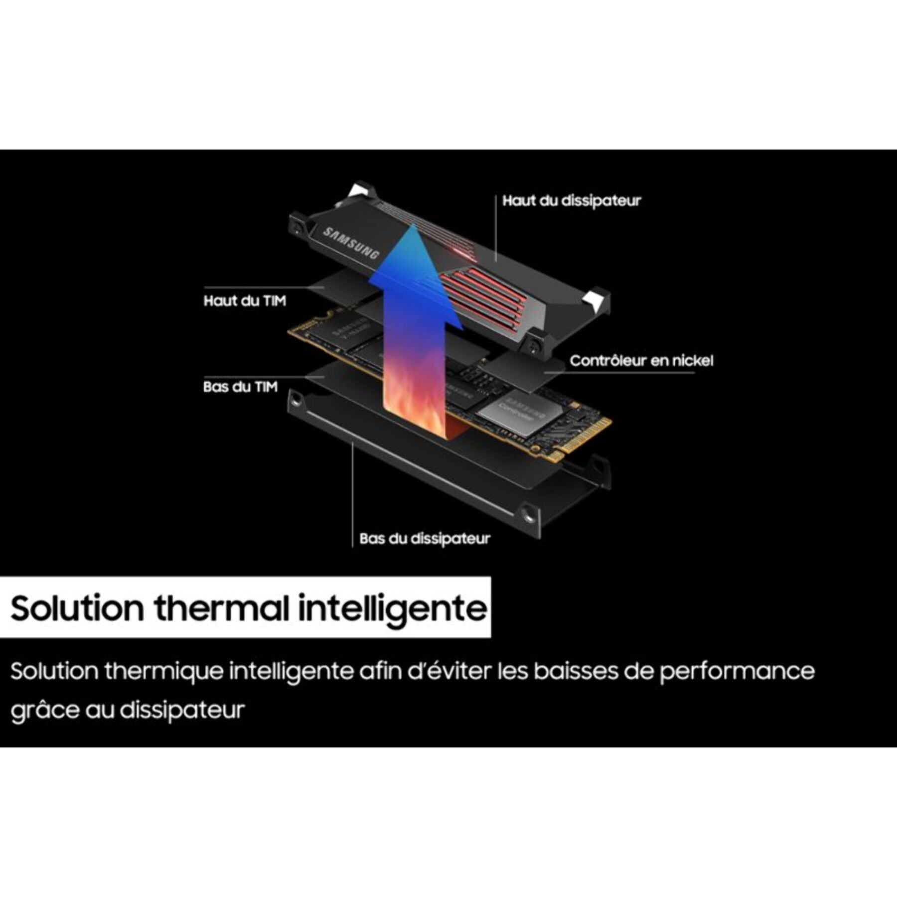 Disque dur SSD interne SAMSUNG 2To 990 Pro avec dissipateur