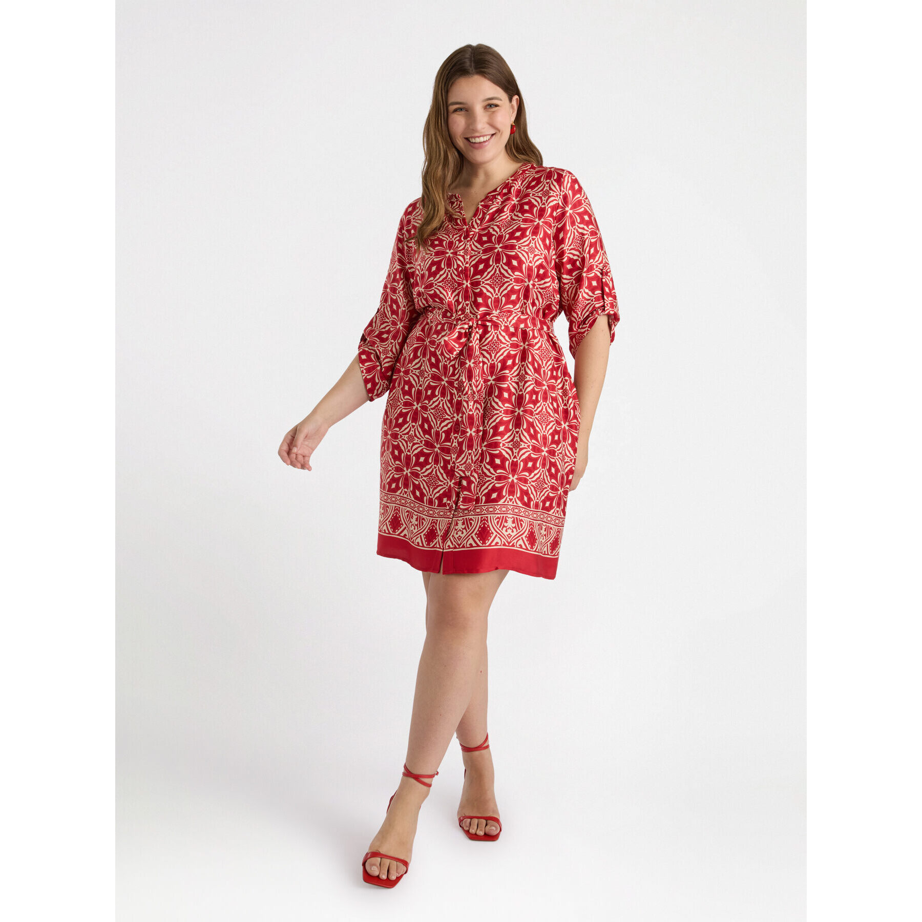 Fiorella Rubino - Vestido con estampado étnico - Rojo