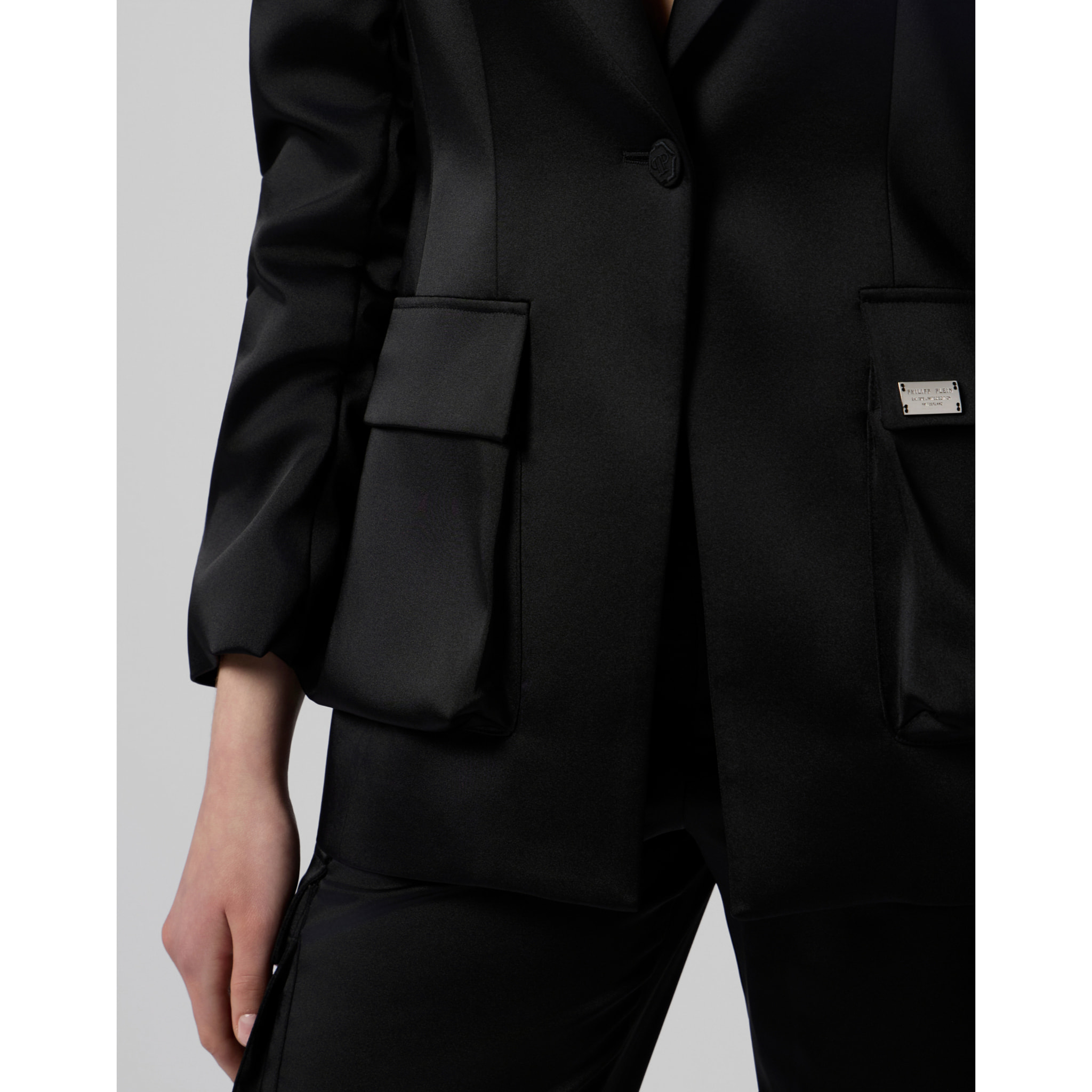 PHILIPP PLEIN Satin Cargo Fit Blazer