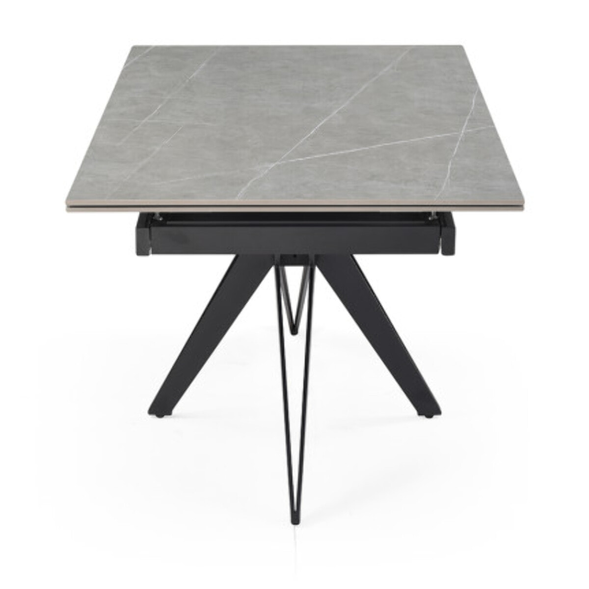 Table extensible céramique gris laqué 180/260cm - 8 piètements - UNIK