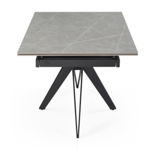 Table extensible céramique gris laqué 180/260cm - 8 piètements - UNIK