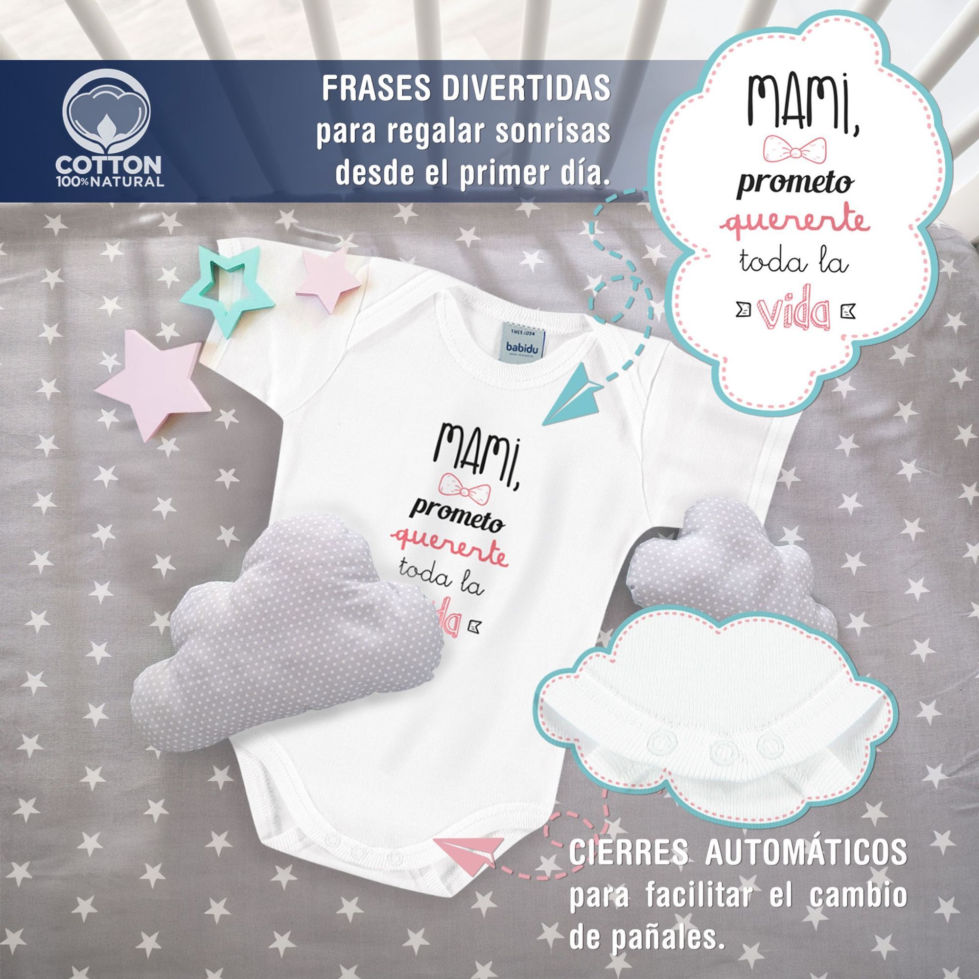 Body bebé frases manga corta hombro