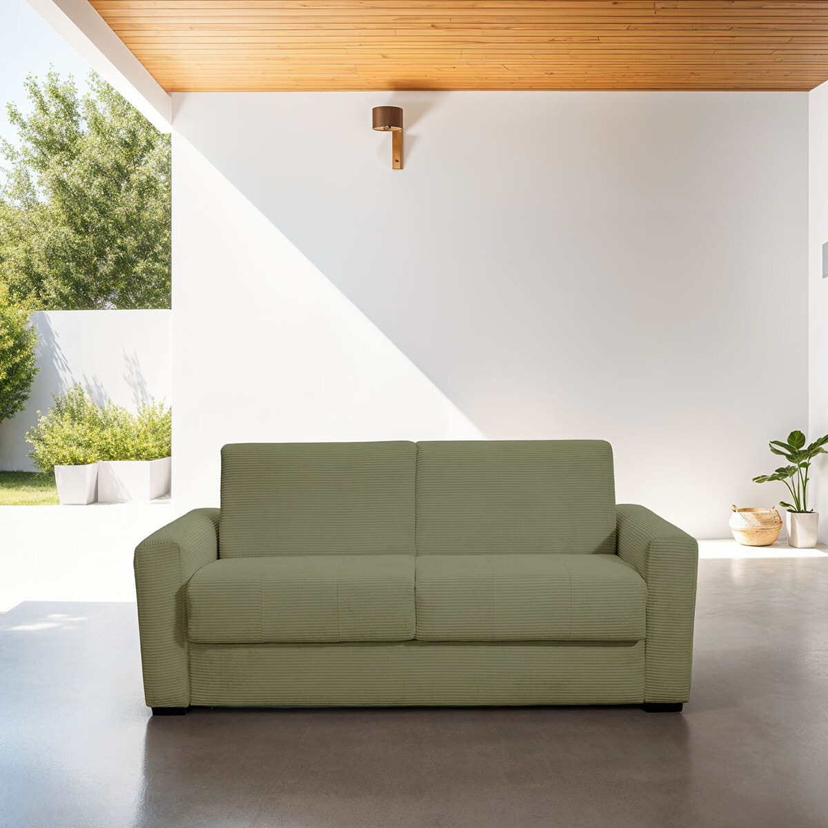 Canapé convertible express 3 places en velours côtelé - ANDREA