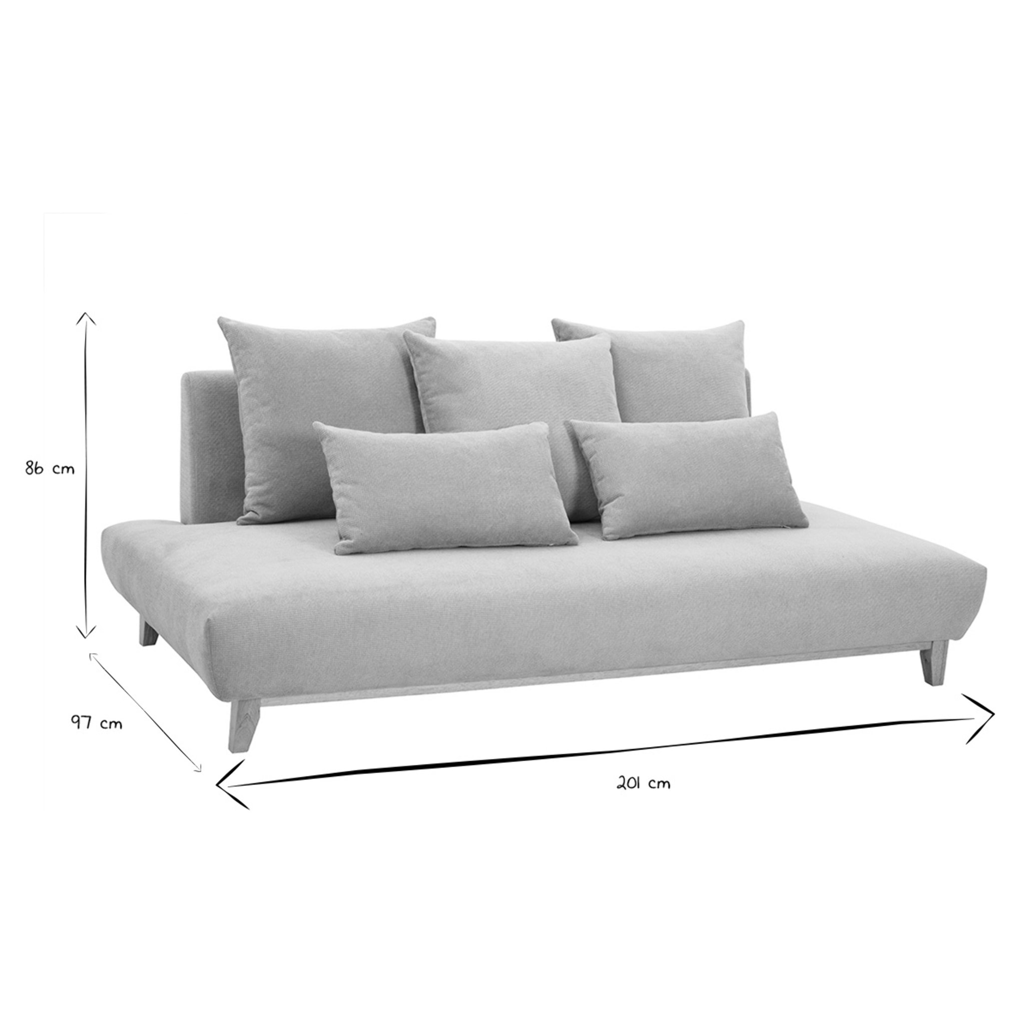 Canapé 3 places en tissu chenille beige et bois clair L201 cm BASTILLE