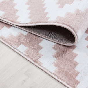 PLUS - Tapis à poils courts losange rose - PLU8005ROS