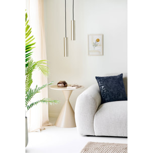 Cuscino Yona blu con motivo foglie in rilievo 45×45 cm