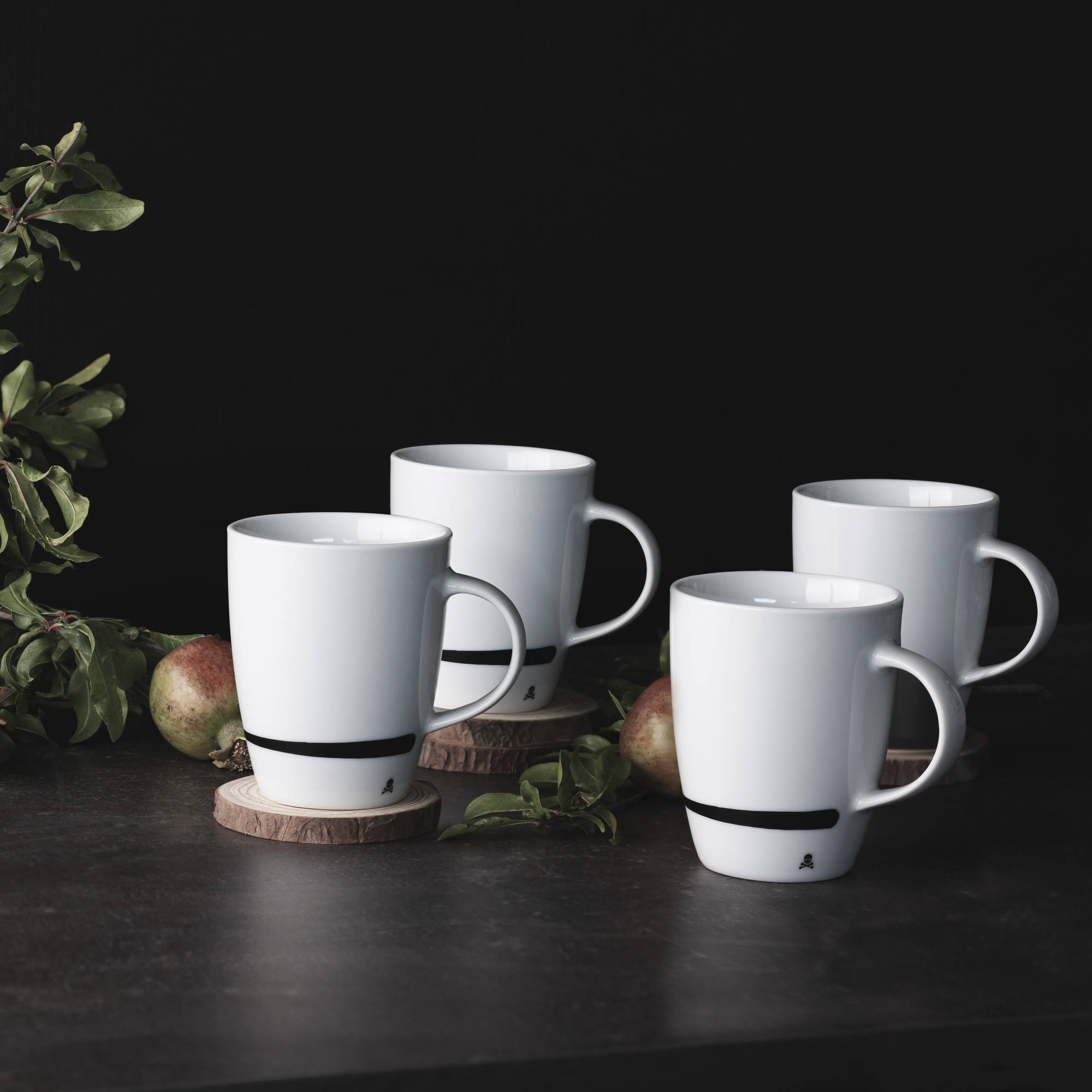 Set de 8 tazas calavera de 330ml en porcelana blanca scalpers home