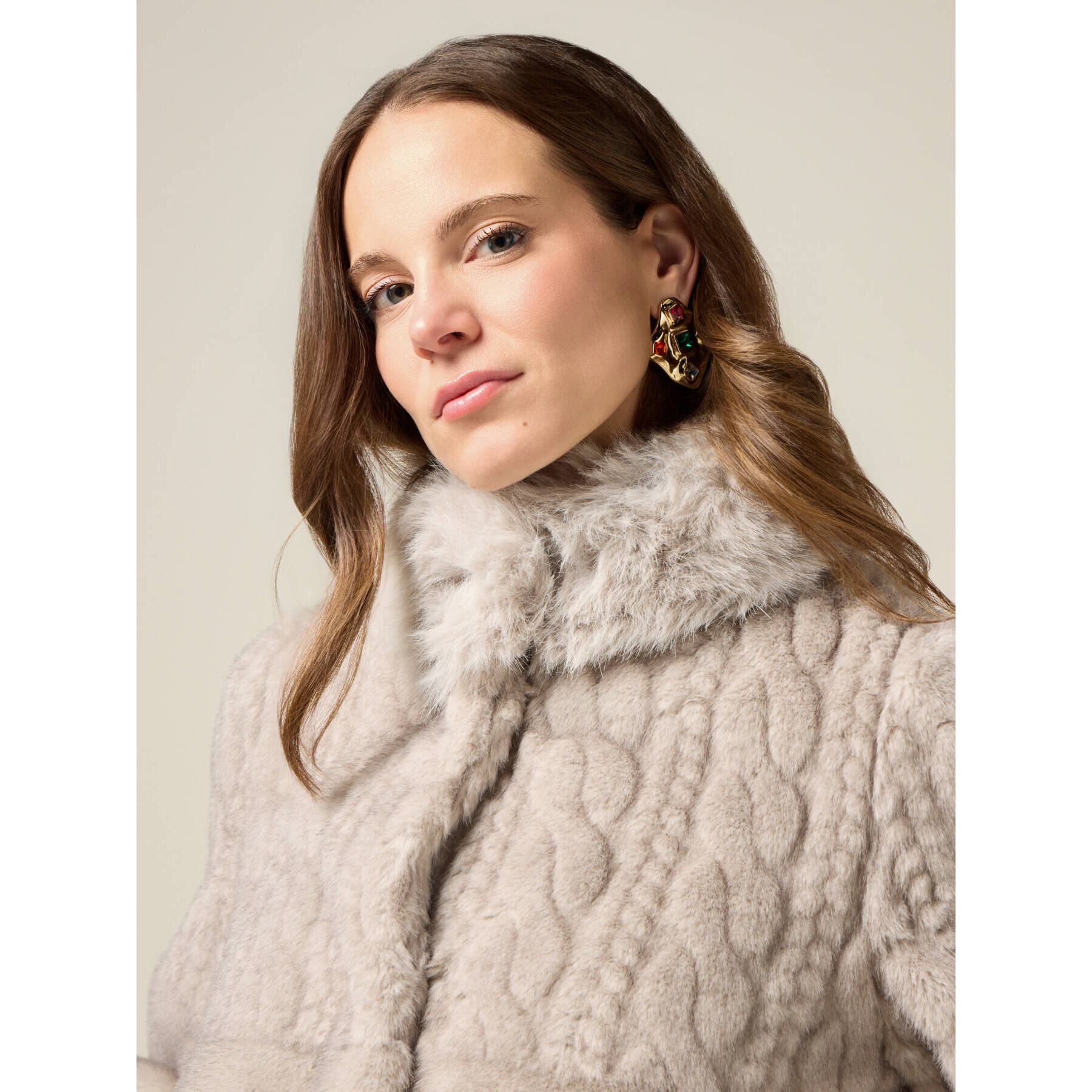 Oltre - Chaqueta en tejido peludo de doble elaboración - Gris