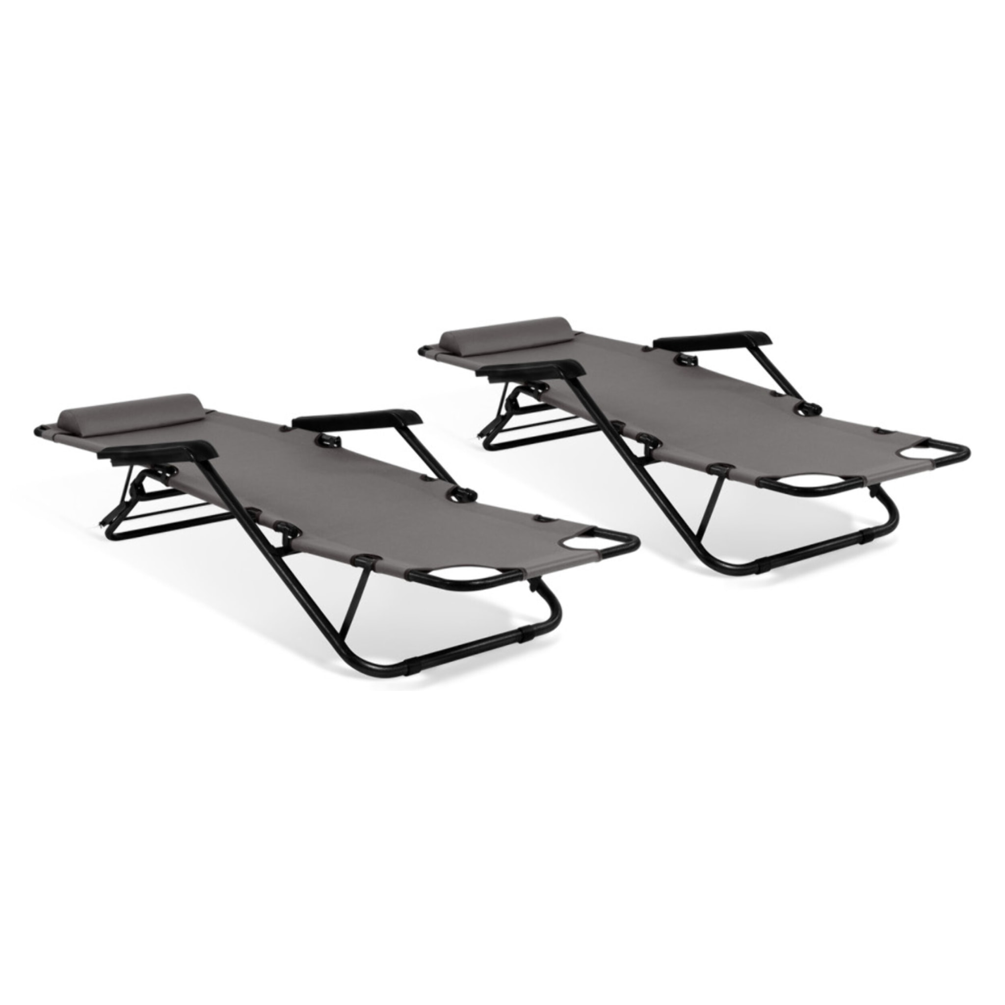 Fauteuils de jardin Relax double position gris - lot de 2