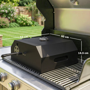 Four à pizza pour barbecue - thermomètre, pierre réfractaire - métal émaillé noir