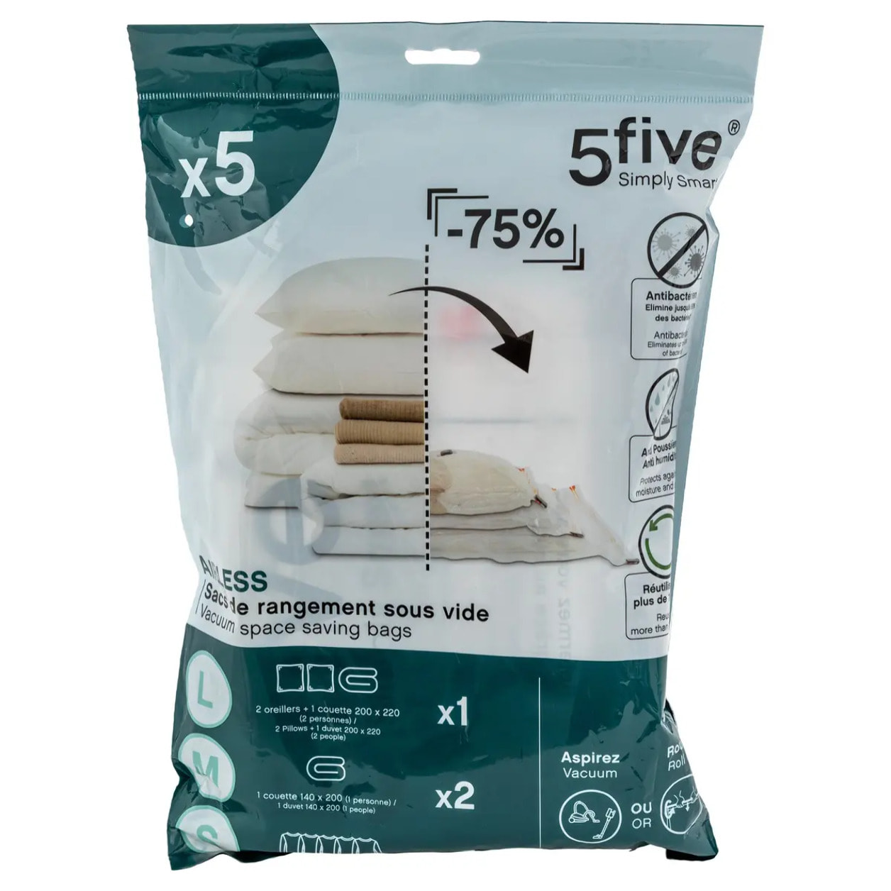 Lot de 5 sacs compresseur "Air-Flat"