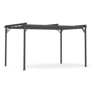 Pergola Marina en acier et toit rétractable gris 3x4m - Structure gris anthracite, toile et stores gris anthracite