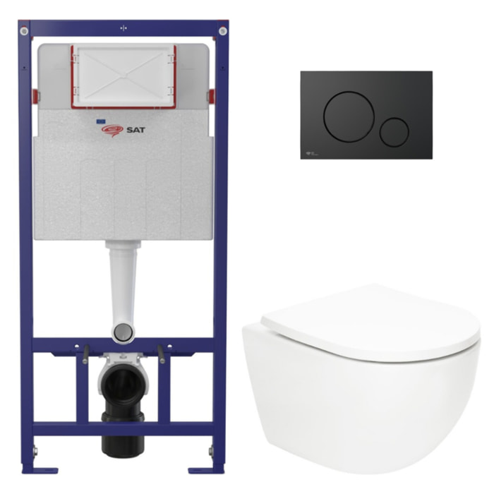 Pack WC bâti ECO 2L Swiss Aqua Technologies + WC suspendu Swiss Aqua Technologies + plaque noir mat (STESTFUWT02-FR)