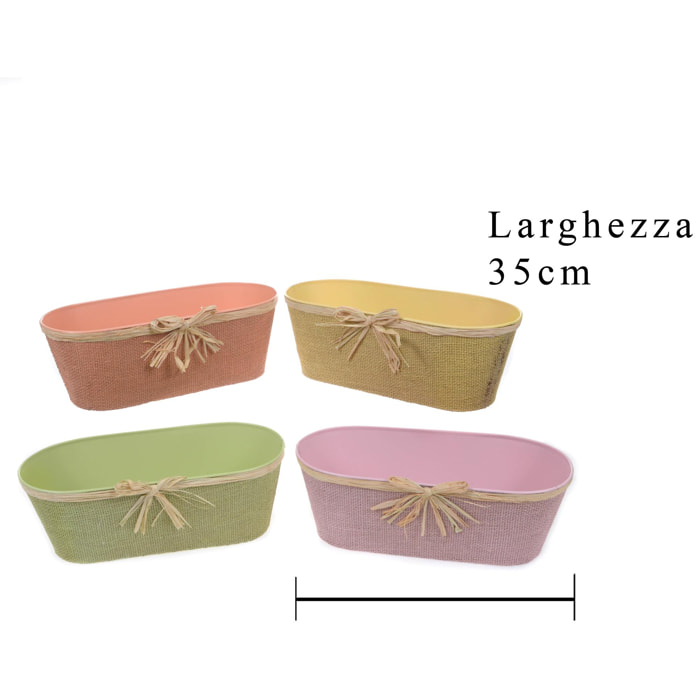 Ovalina Con Juta. Larghezza 35 Cm - Pezzi 3 - 35X12,5X16cm - Colore: Incolore - Bianchi Dino - Espositori E Vasi Metallo