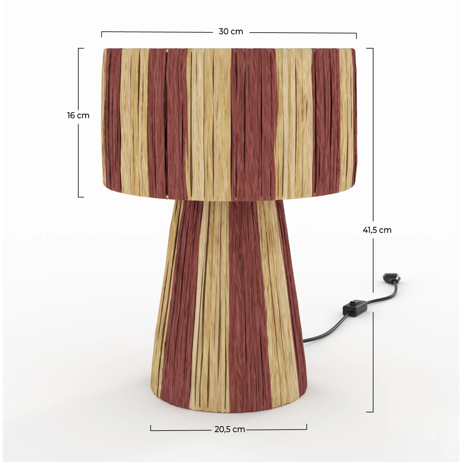 Lampe rayée terracotta en feuille de palmier - Soléa