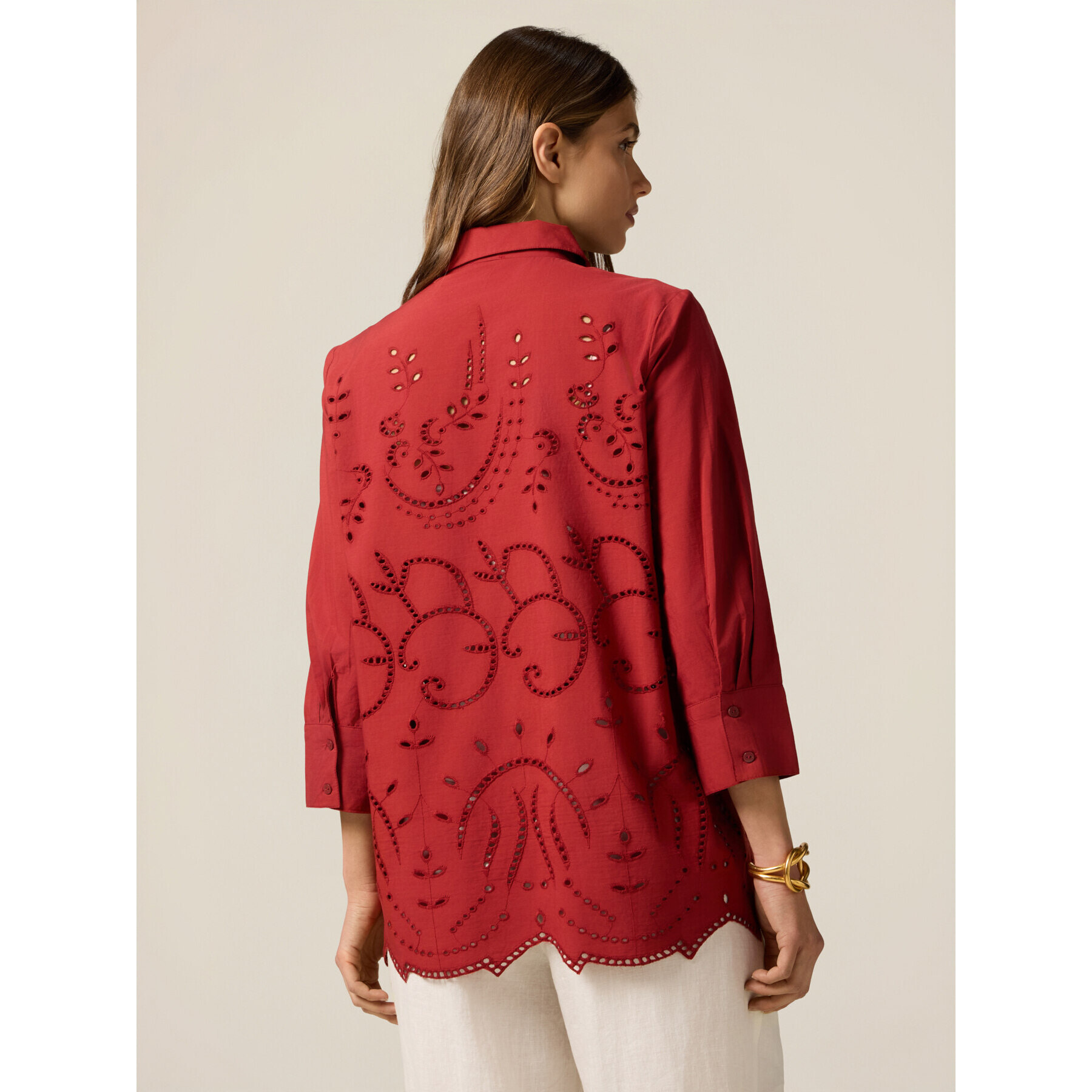 Oltre - Camicia in pizzo sangallo - Rosso