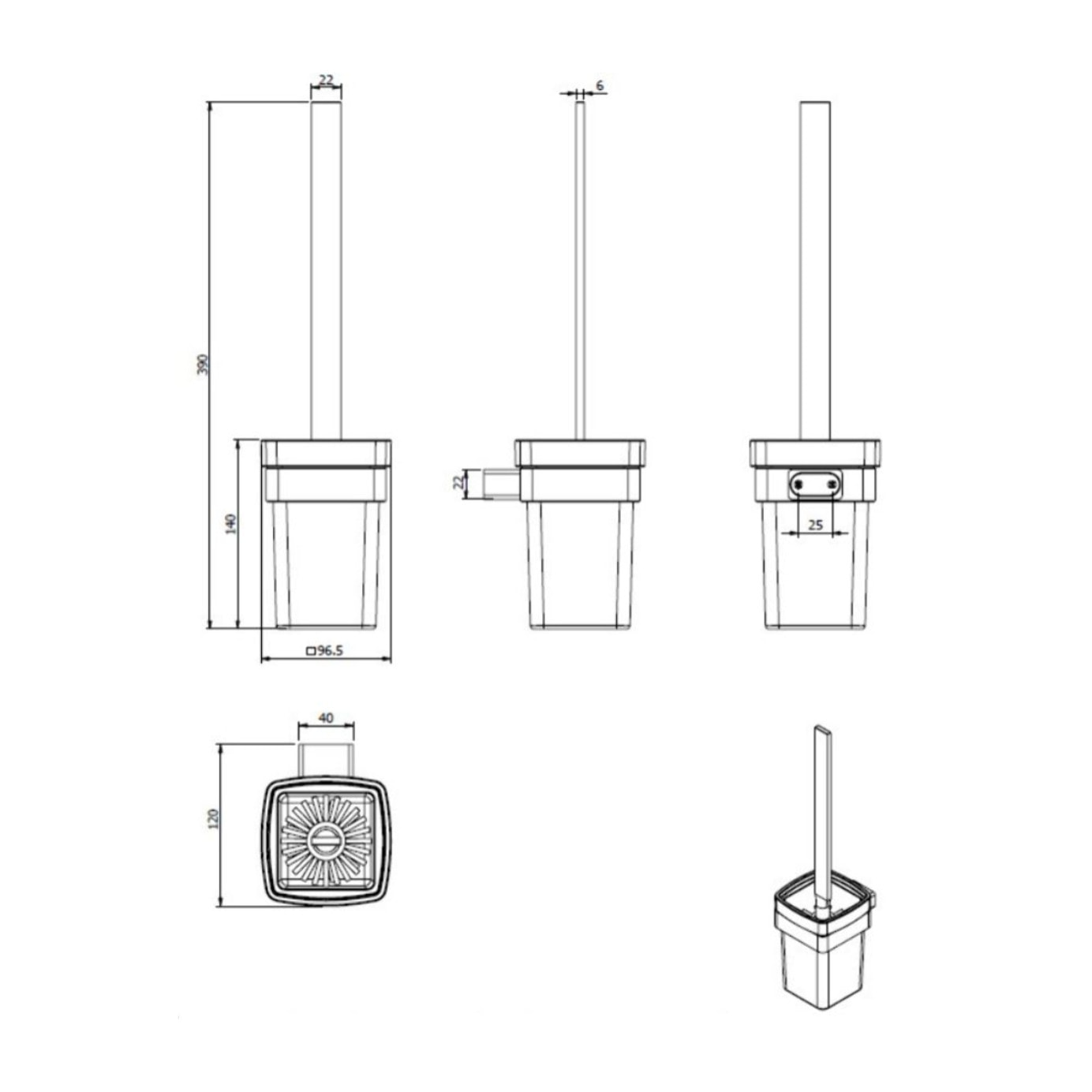 B-Way S Brosse WC, noire (SATDBWAYS37)