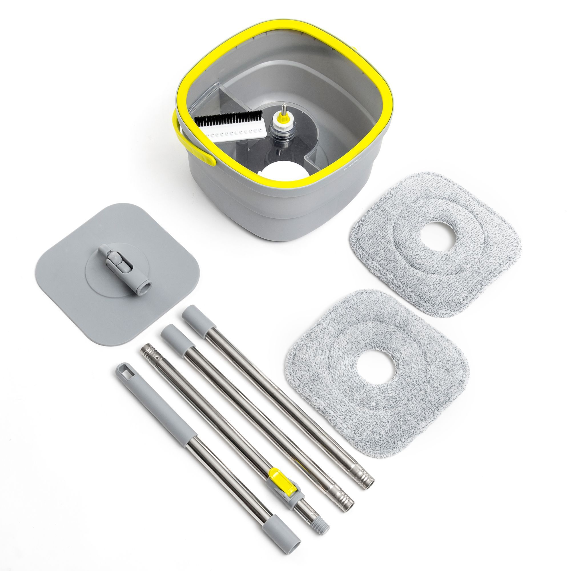 Mocio girevole auto pulente e secchio Selimop - grigio e giallo - 30 x 18 x 29,5 cm - 2,5 L
