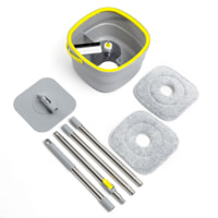 Mocio girevole auto pulente e secchio Selimop - grigio e giallo - 30 x 18 x 29,5 cm - 2,5 L