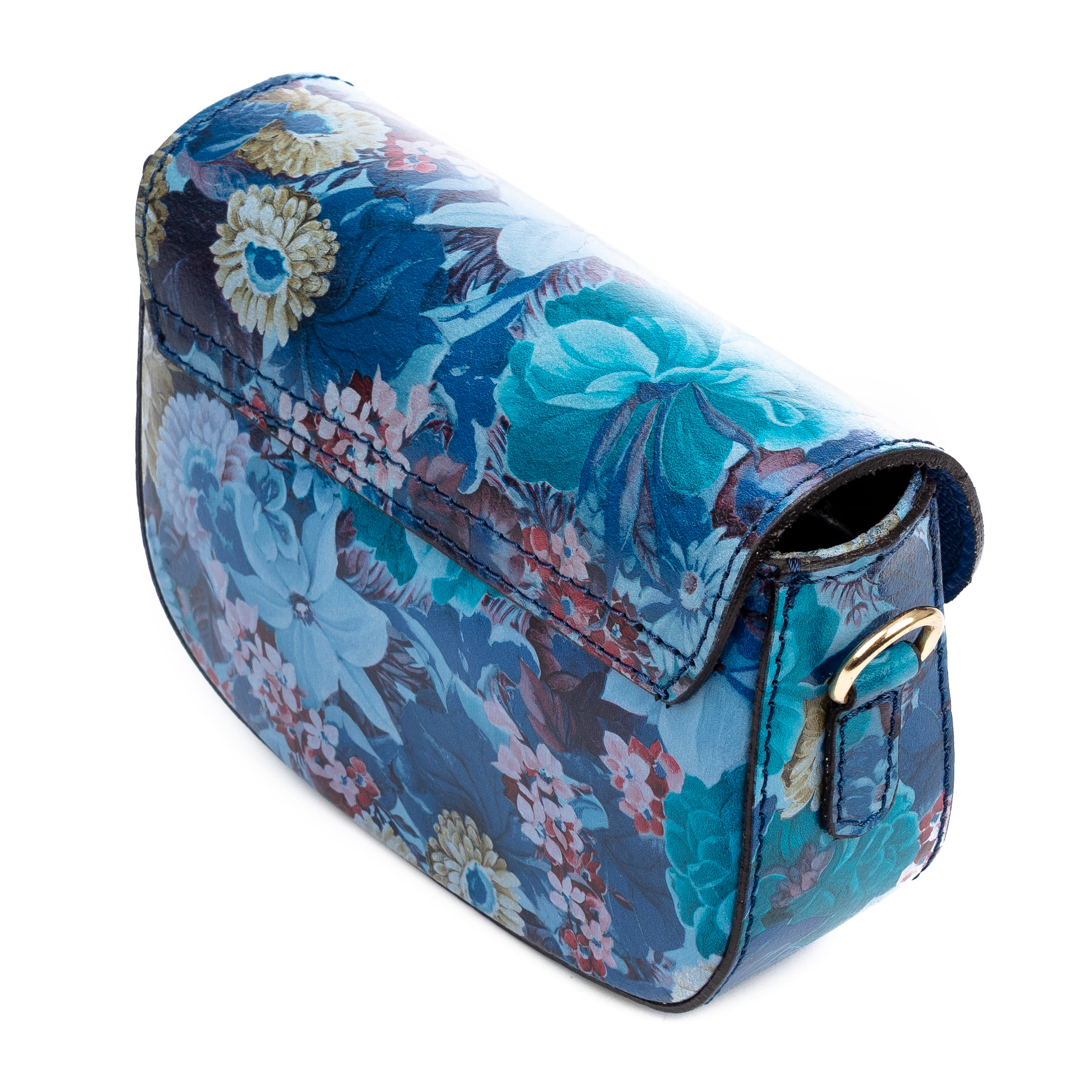 Annone bolso bandolera mujer. Piel auténtica acabado Ruga estampada con flores